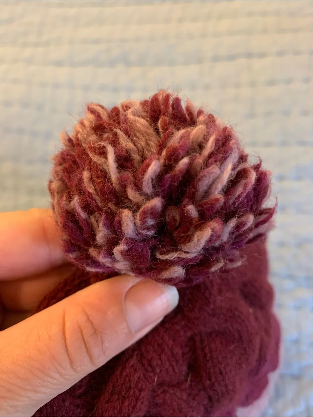 Patagonia Two-Tone Pom Beanie - Burgundy & Pink